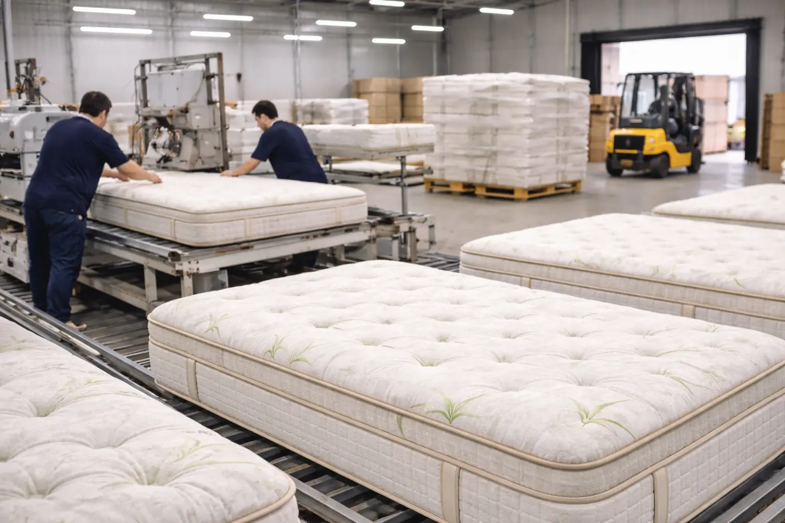 Kayseri'de toptan yatak üretimi ve sevkiyat sürecini gösteren görsel